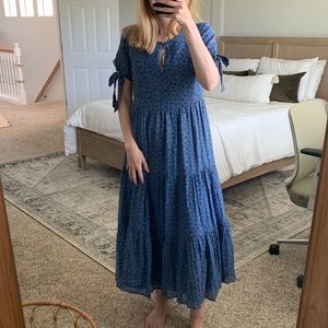 Madewell Tie-Sleeve Tiered Floral Maxi Dress